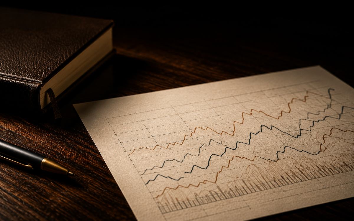 A printed comparison chart on paper next to a notebook, representing how different strategies are studied and compared in Stage 4