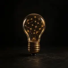 A glowing lightbulb with an internal network pattern, representing Lesson 1: Foundation