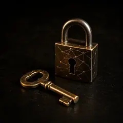 An engraved lock and key, representing Lesson 3: Account Setup